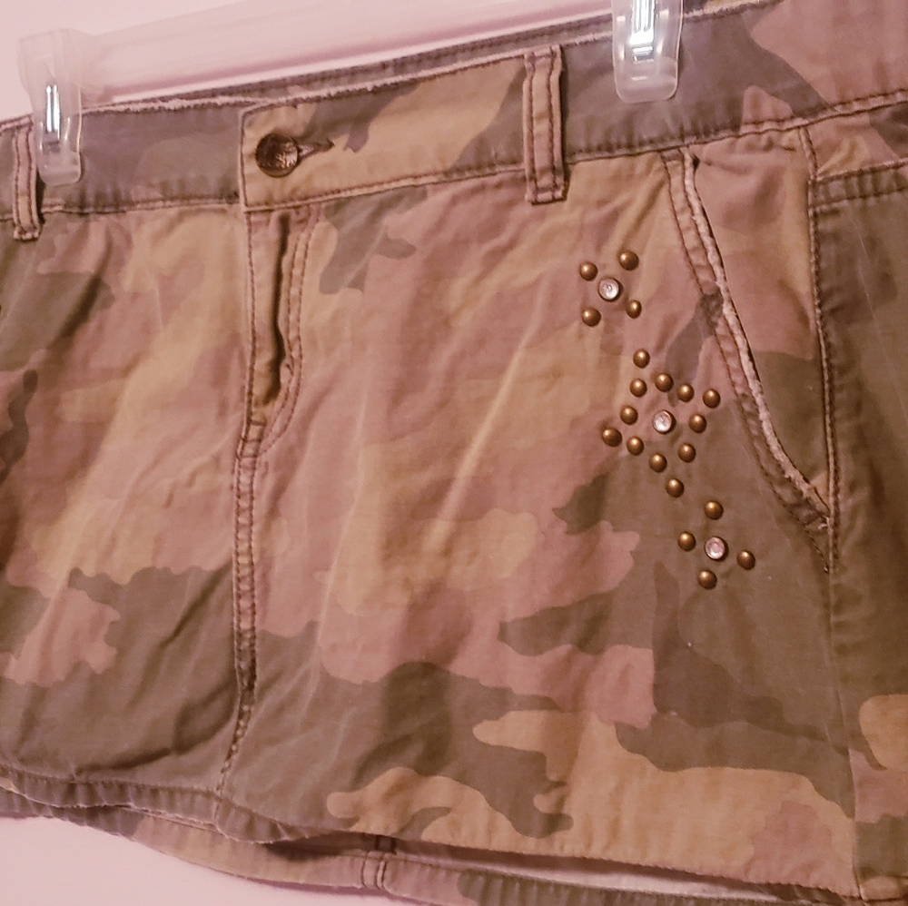 Camo Jean Mini Skirt